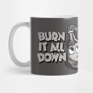 Retro Cartoon Molotov Cocktail Girl "Burn It All Down" Mug